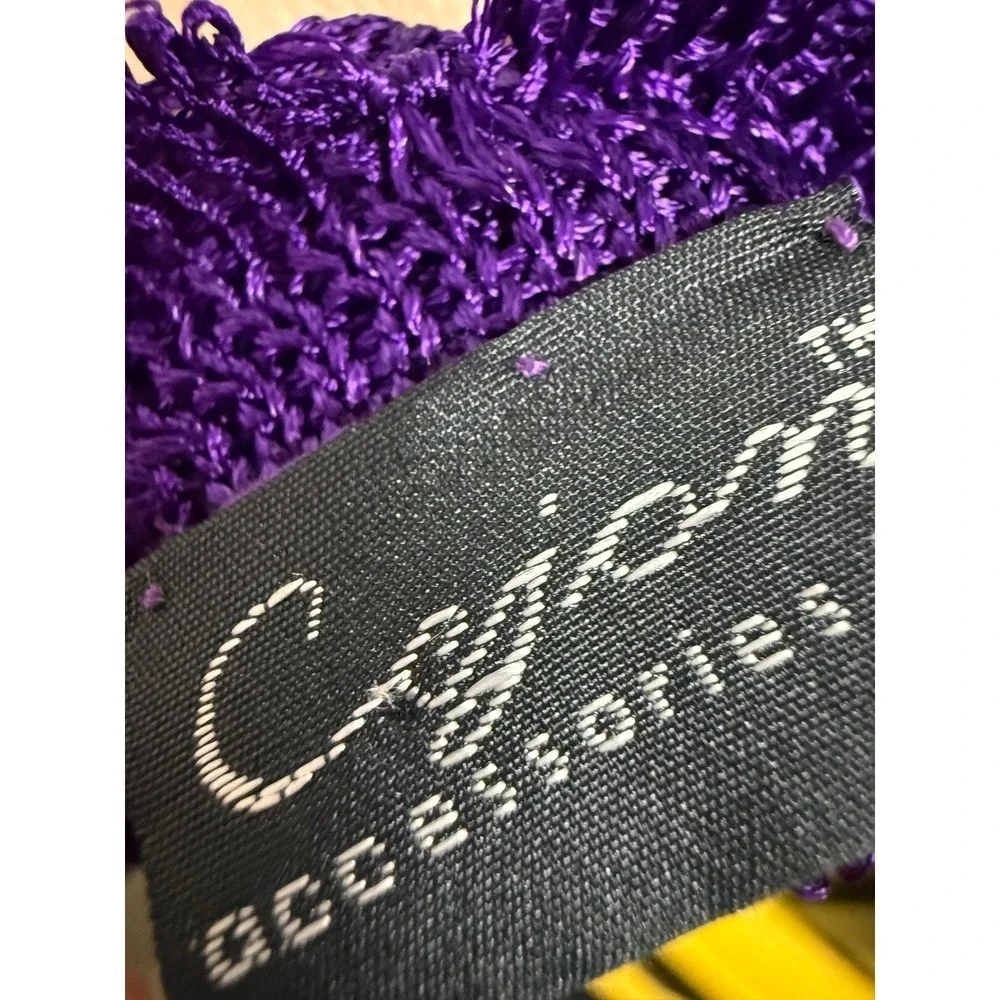 Cejon Purple Fringe Wrap Scarf Sarong Knit One Size